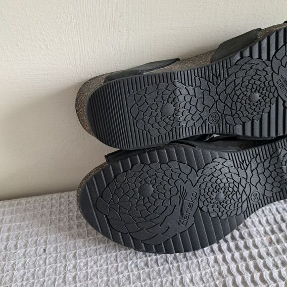 Dansko Black Wedge Sandals with Silver Buckle - Picture 16 of 16